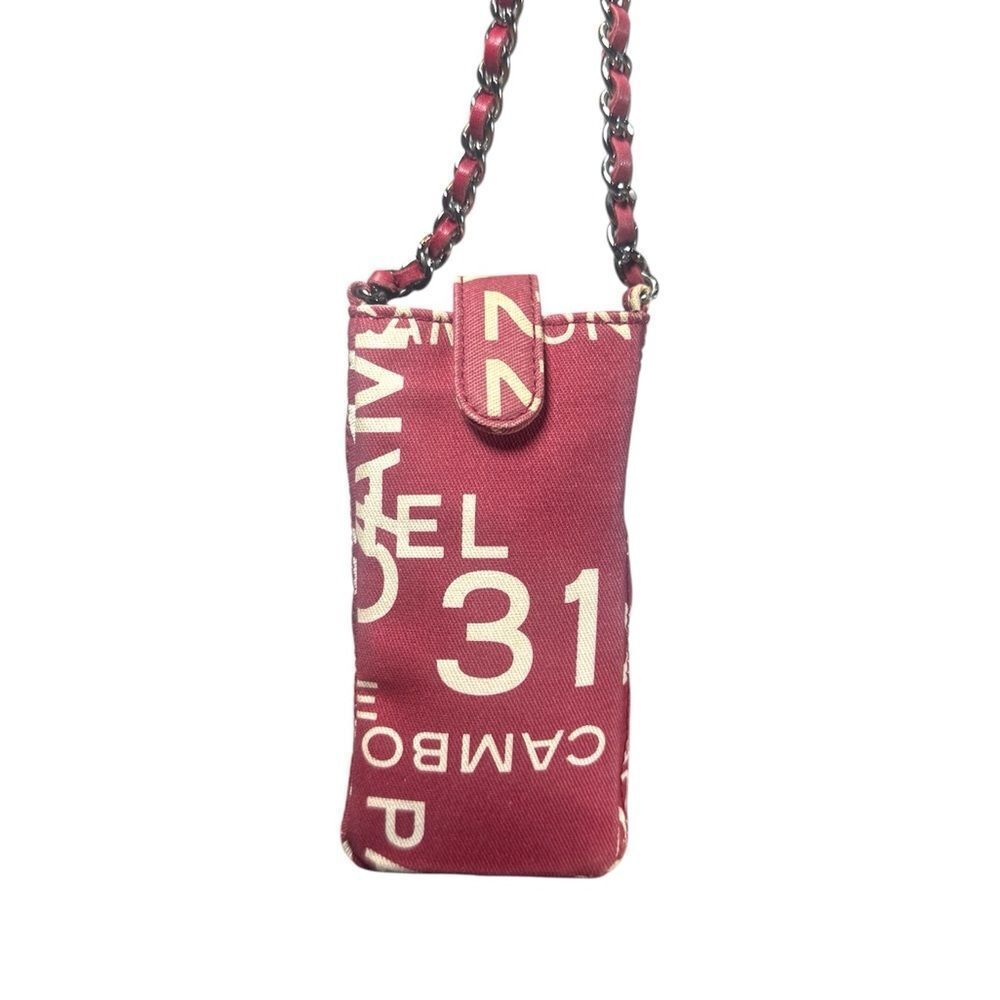 CHANEL Red White Canvas 31 Rue Cambon By The Sea Crossbody Phone